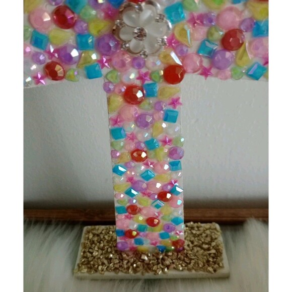 Handmade Colorful Jeweled Cross 9" X 6 1/2" Spiritual Religious Modern Gift New - Picture 3 of 5
